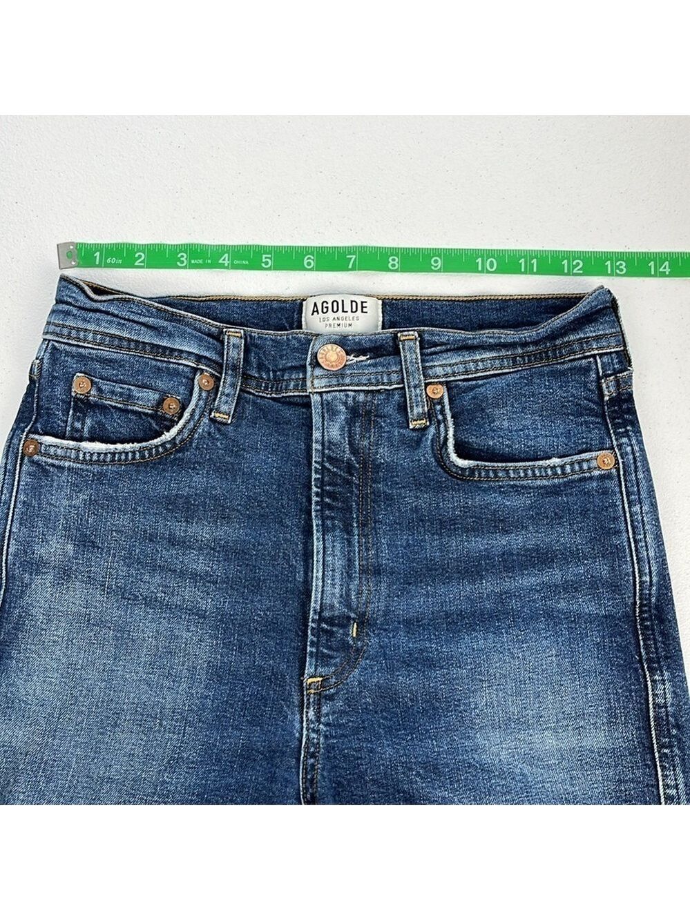 Agolde Sophie Jeans Dark Wash High Rise Slim/Skinny Leg Raw Hem Cropped Denim 25 - Picture 9 of 12